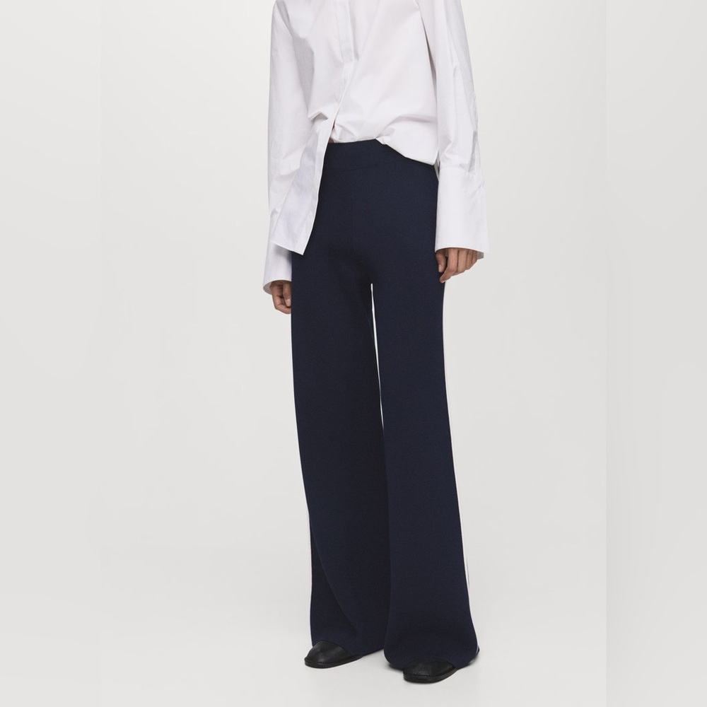 MANGO FINE-KNIT STRAIGHT-FIT TROUSERS SIZE L